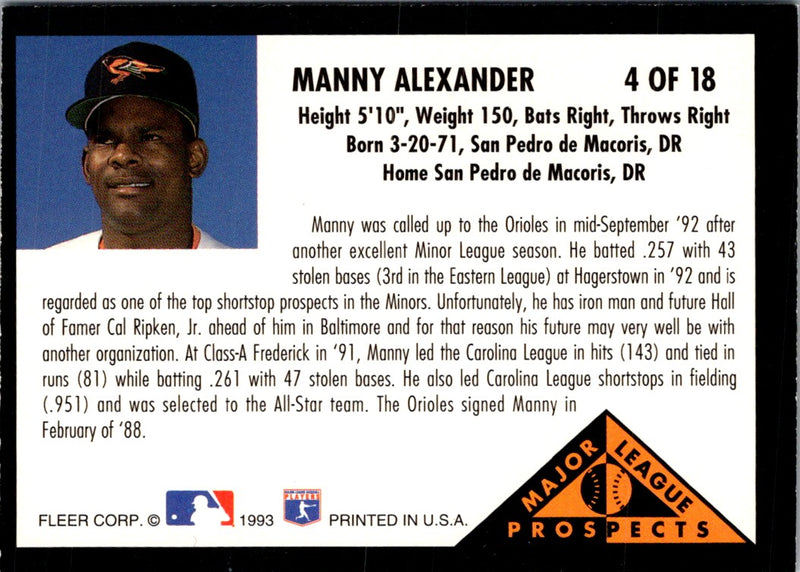 1993 Fleer Major League Prospects I Manny Alexander