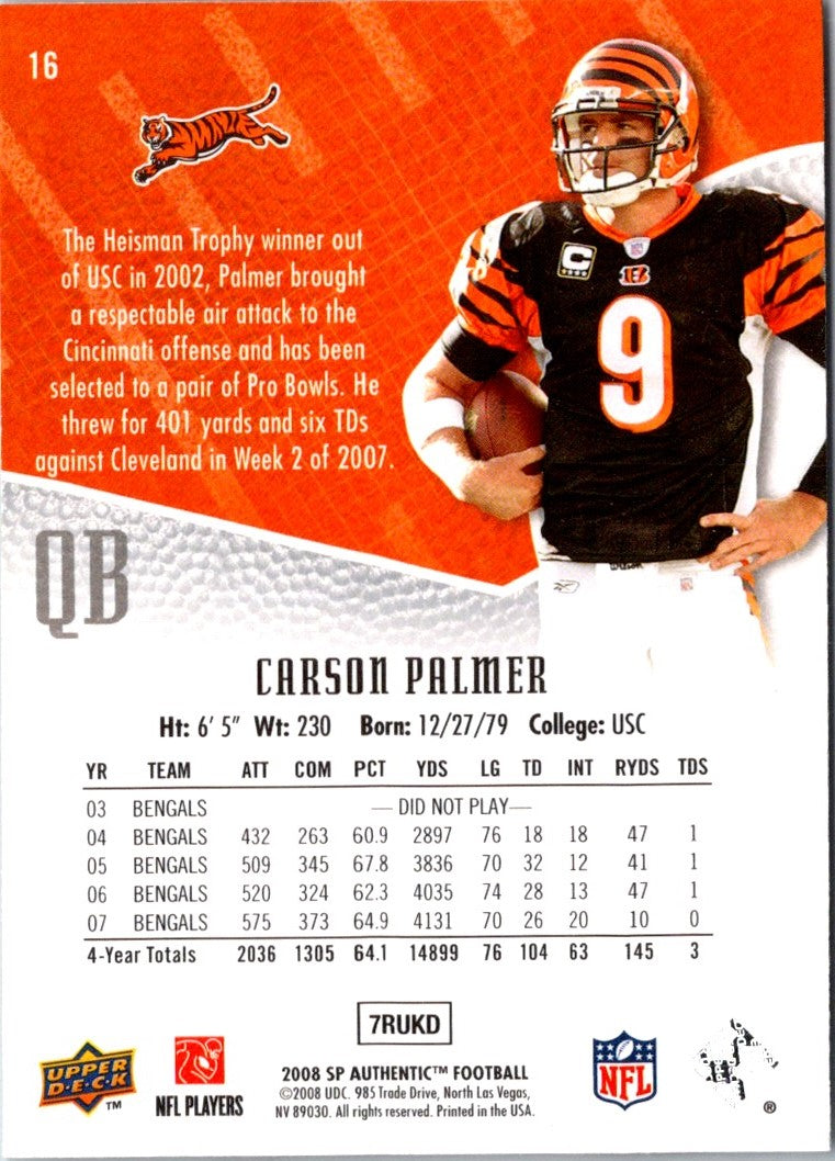 2008 Upper Deck Ultimate Collection Carson Palmer