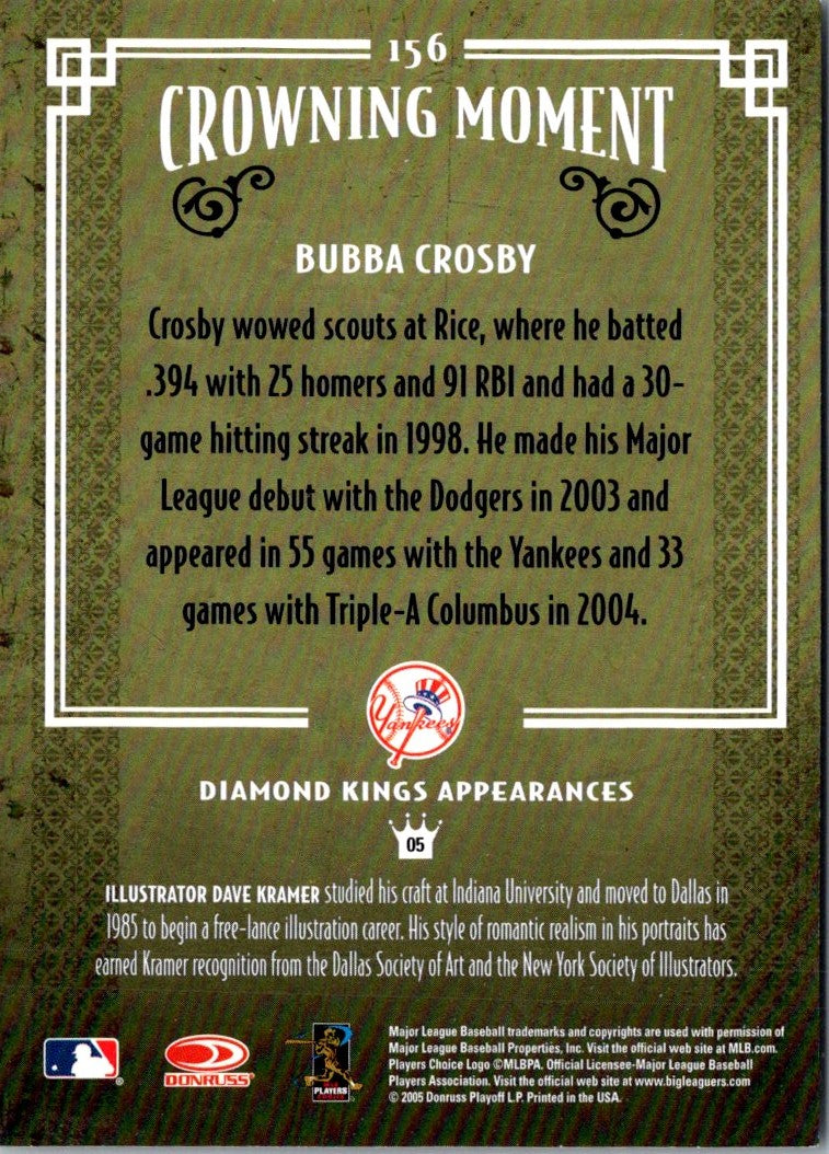 2005 Donruss Diamond Kings Bubba Crosby