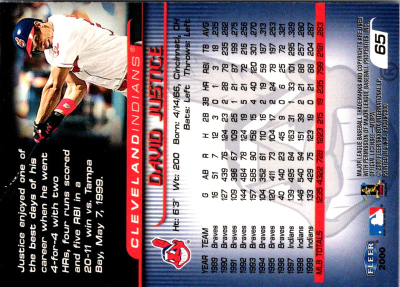 2000 Fleer Focus David Justice