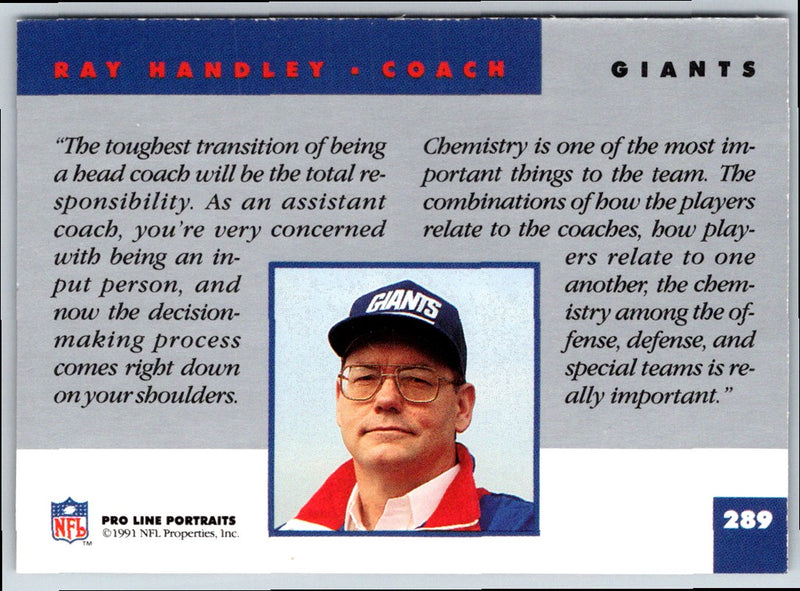 1991 Pro Line Portraits Ray Handley