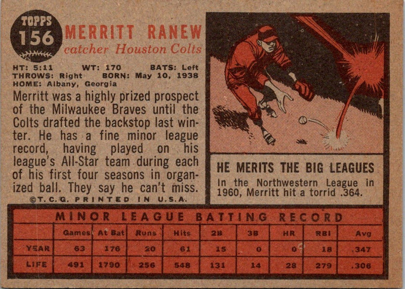 1962 Topps Merritt Ranew