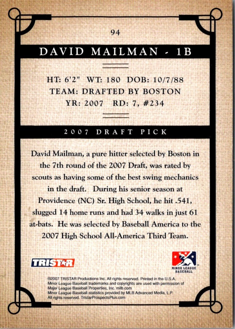 2007 Tristar Prospects Plus David Mailman