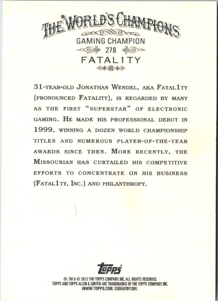 2012 Topps Allen & Ginter Fatality