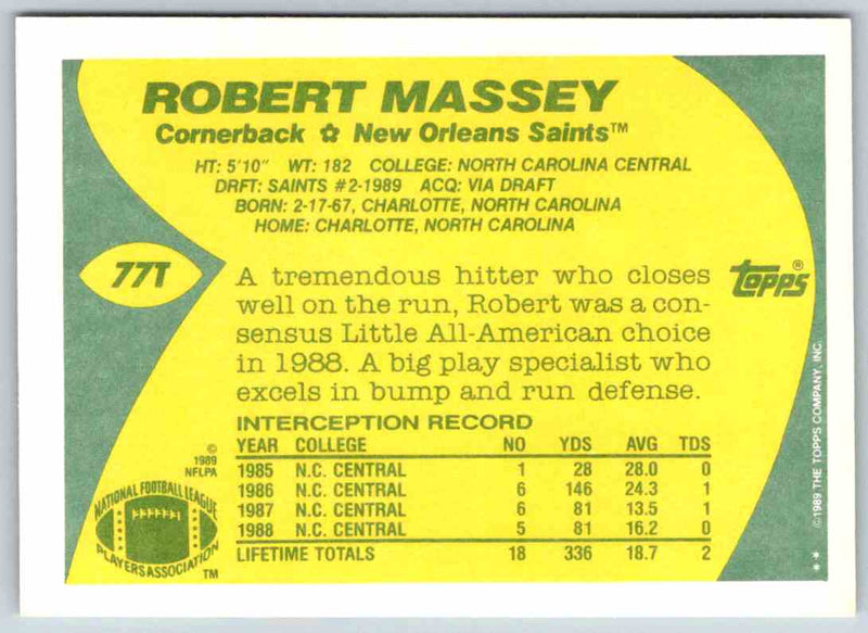 1989 Topps Robert Massey