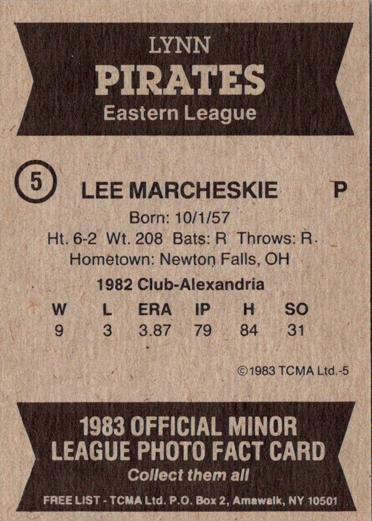 1983 TCMA Lynn Pirates Lee Marcheskie