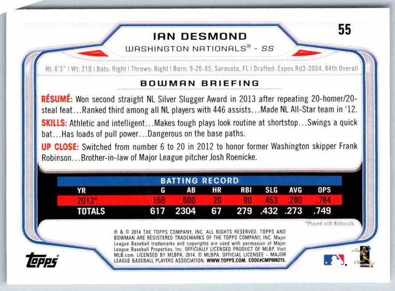 2014 Bowman Ian Desmond