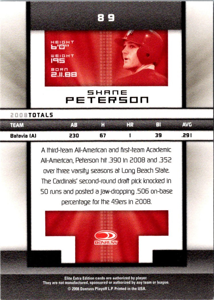 2008 Donruss Elite Extra Edition Shane Peterson