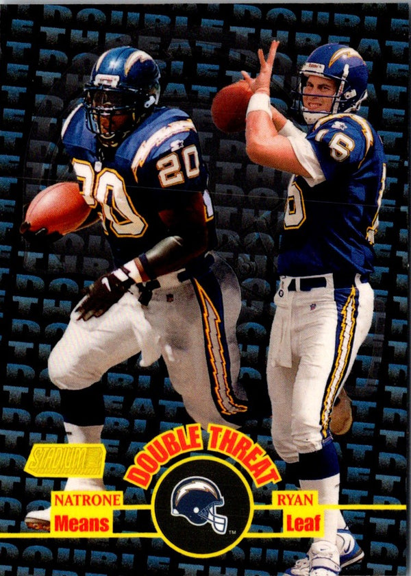 1998 Stadium Club Double Threat Natrone Means/Ryan Leaf #DT10