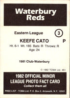 1982 TCMA Waterbury Reds Keefe Cato #3