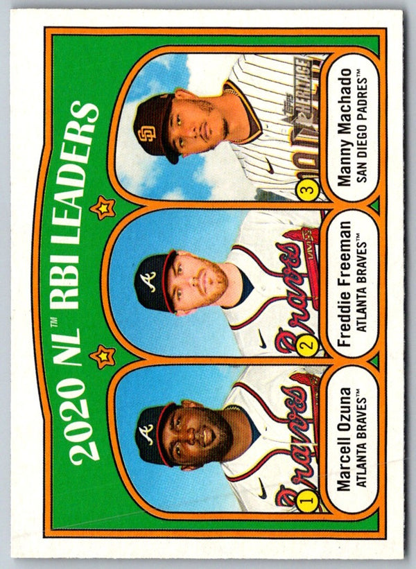 2021 Topps Heritage 2020 NL RBI Leaders - Manny Machado/Marcell Ozuna/Freddie Freeman LL #87