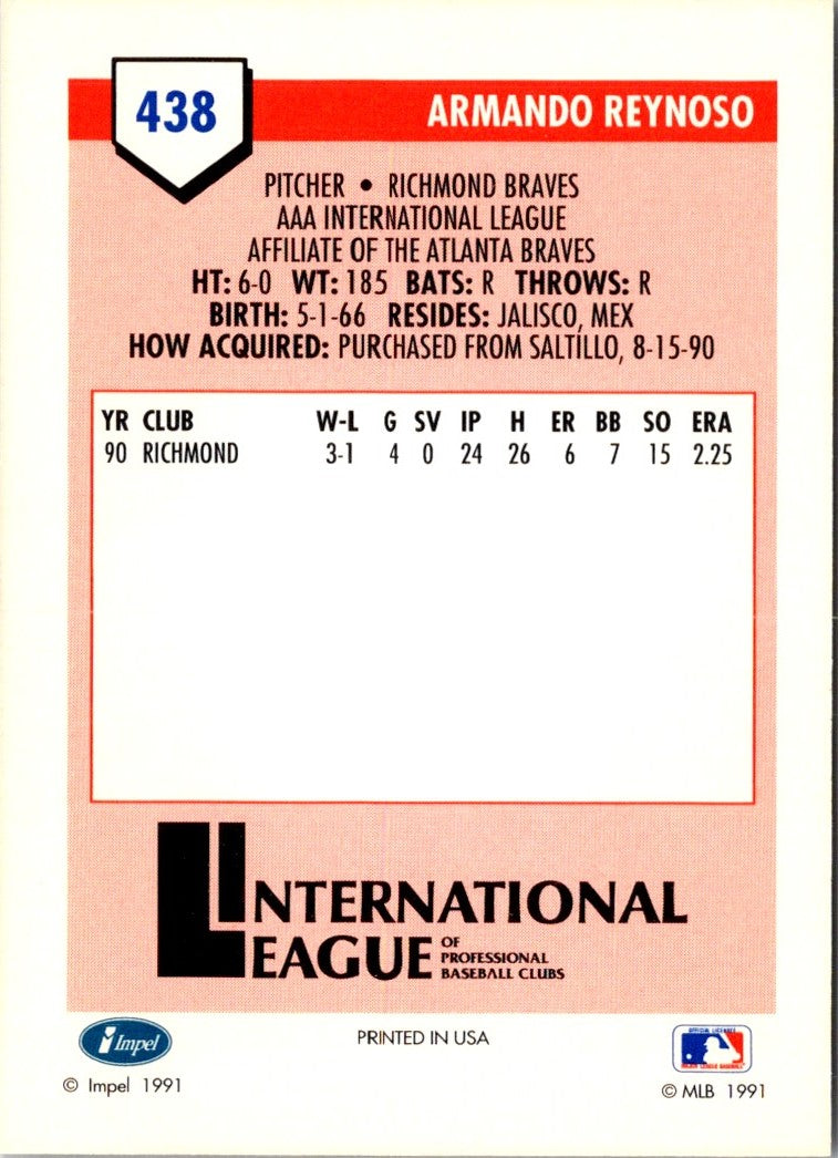 1991 Line Drive AAA Armando Reynoso