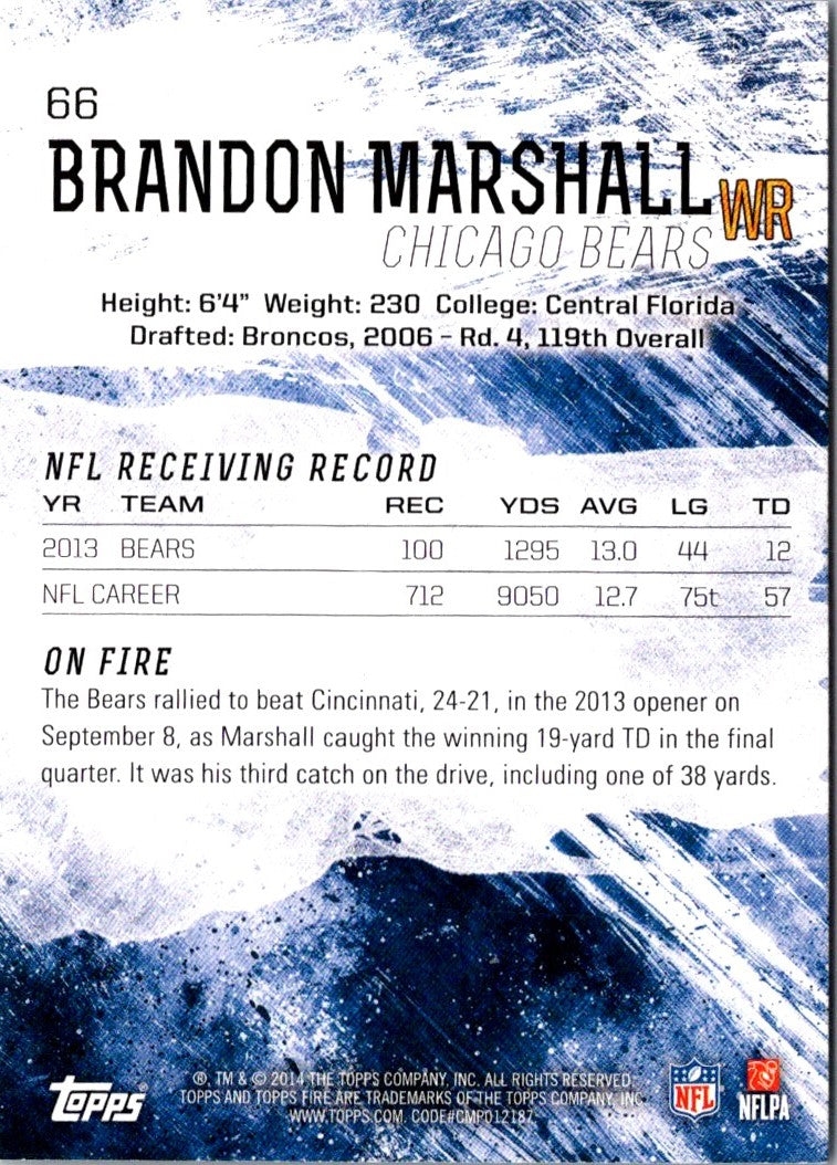 2014 Topps Fire Brandon Marshall