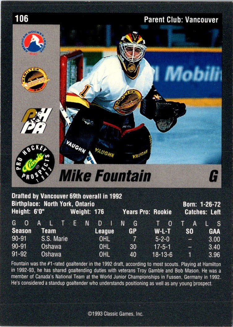1993 Classic Pro Prospects Mike Fountain
