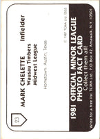 1981 TCMA Wausau Timbers Mark Chelette #23
