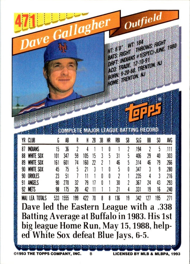 1993 Topps Gold Dave Gallagher