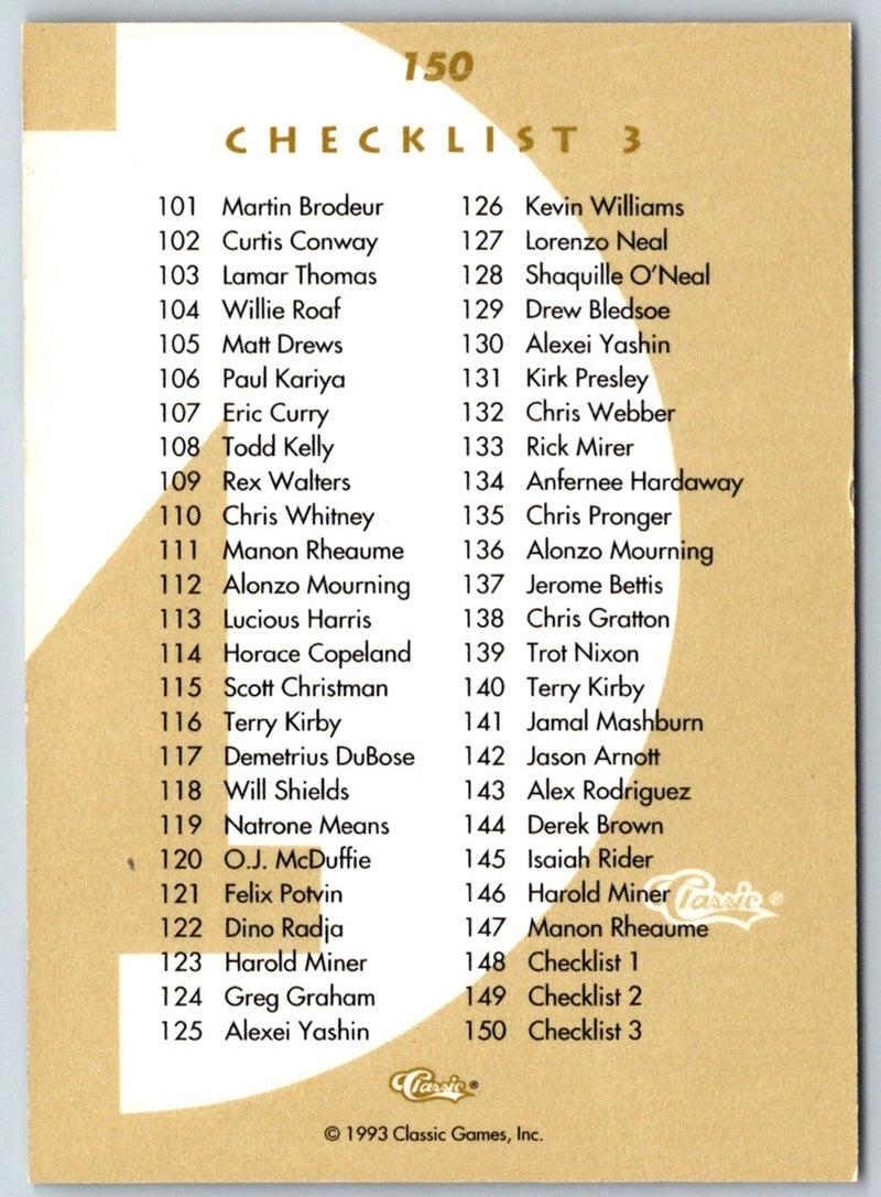 1992 Classic Checklist 76-150