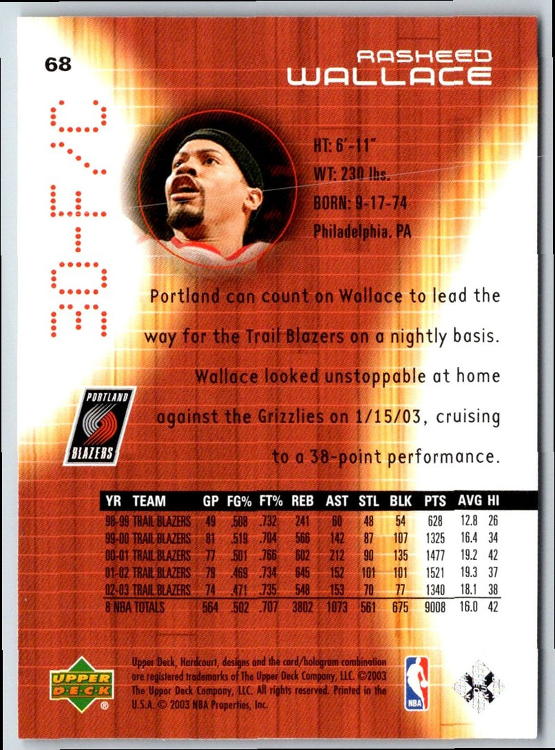 2002 Upper Deck Rasheed Wallace