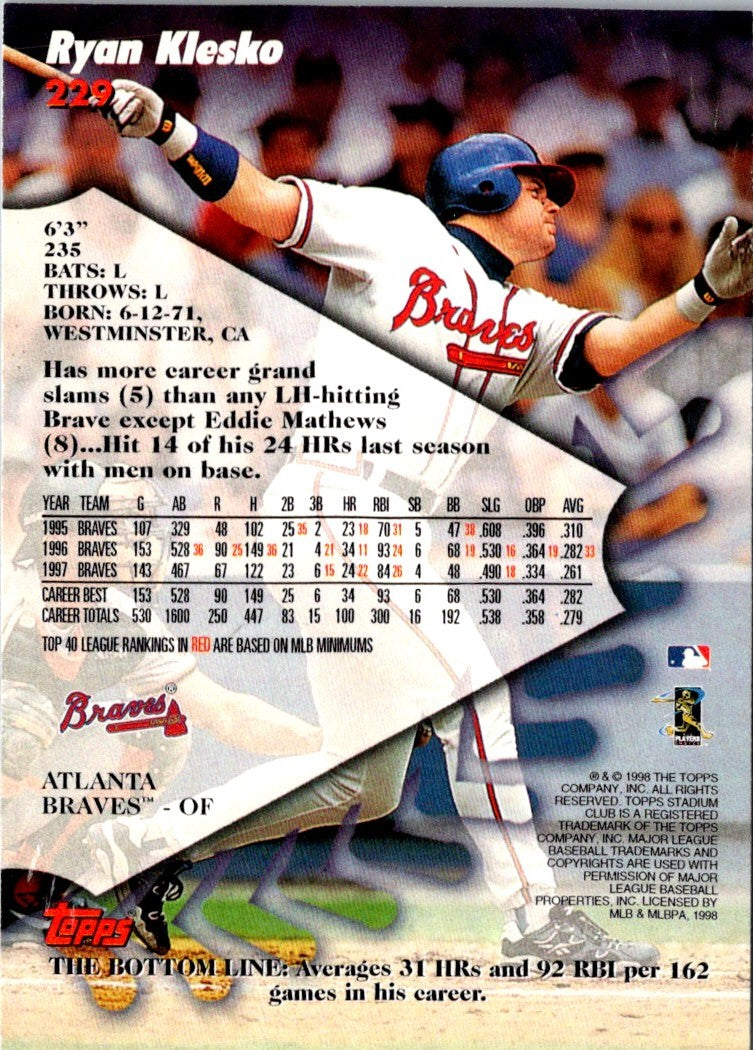 1998 Stadium Club Ryan Klesko