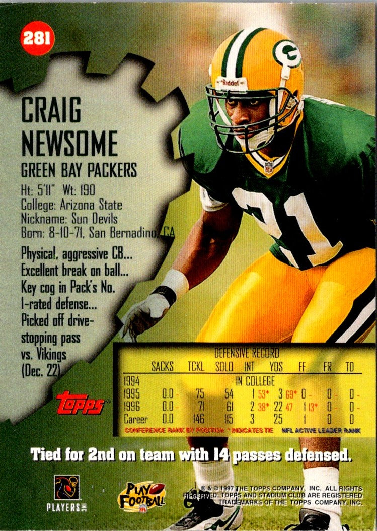 1997 Stadium Club Craig Newsome