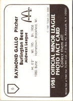 1981 TCMA Burlington Bees Raymond Gallo #6