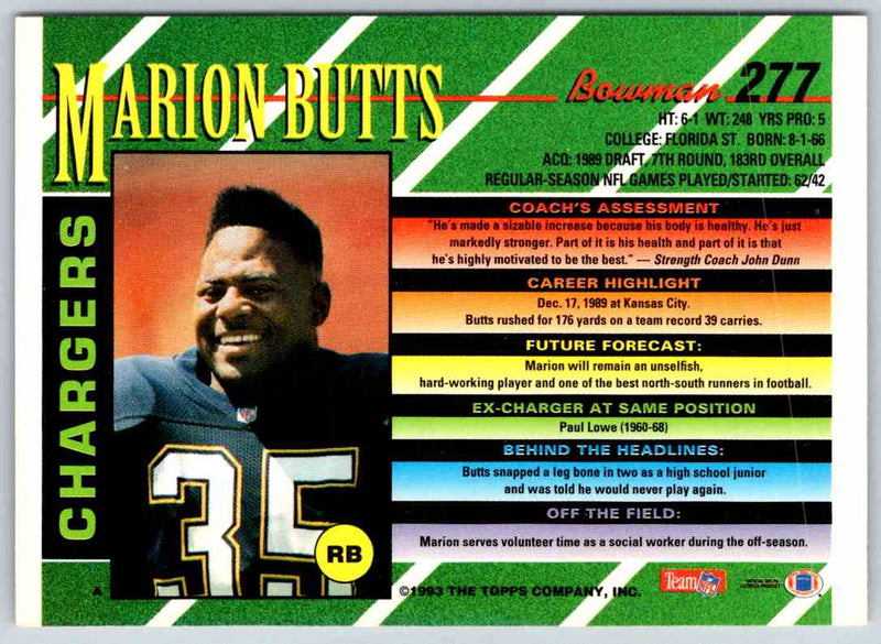 1993 Bowman Football Marion Butts