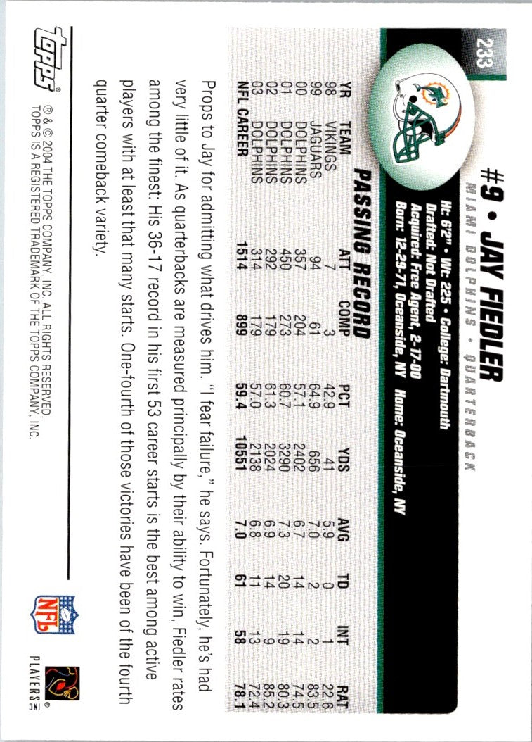 2004 Topps Jay Fiedler