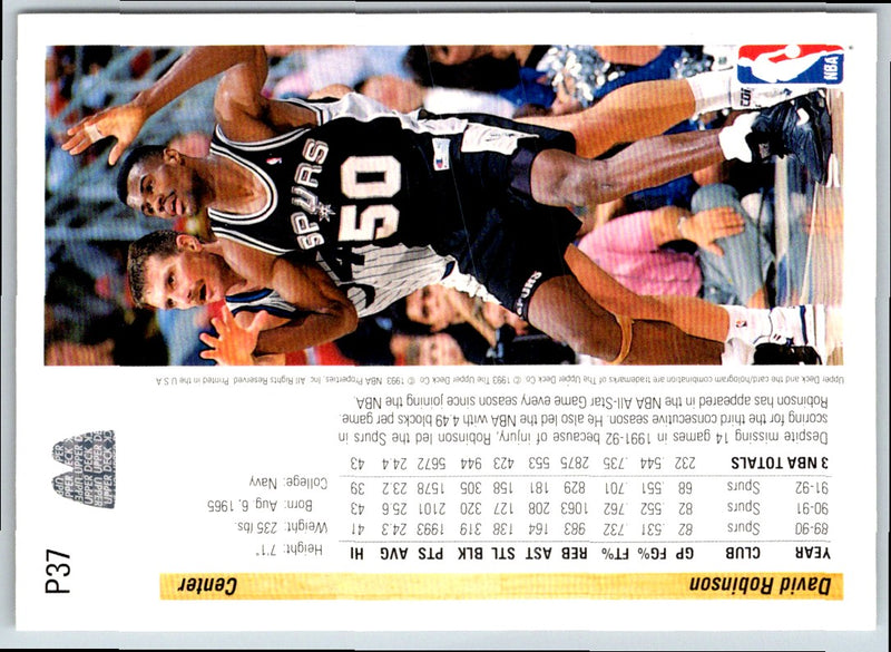 1992 Upper Deck McDonald's David Robinson