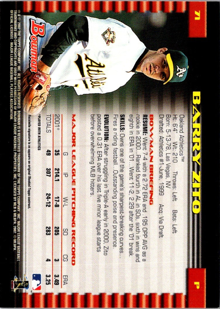 2002 Bowman Barry Zito