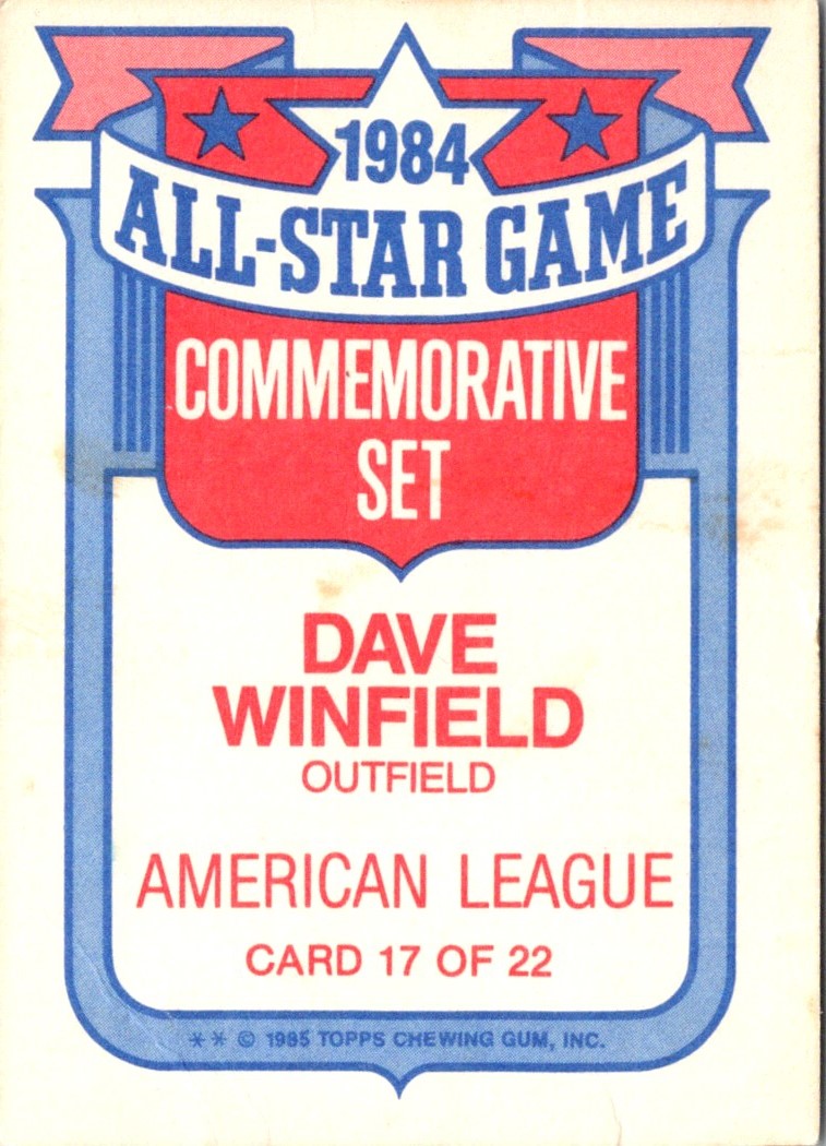 1985 Topps Glossy All-Stars Dave Winfield