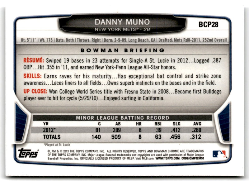 2013 Bowman Chrome Prospects Danny Muno