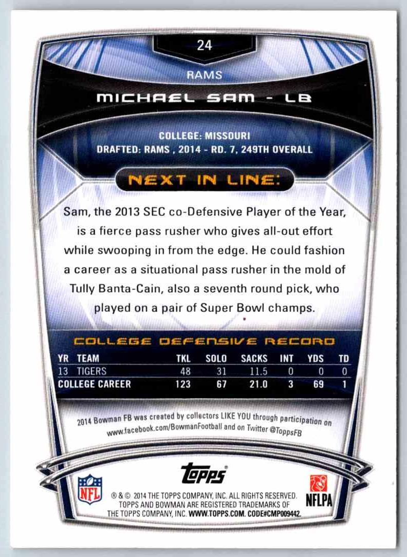 2014 Bowman Football Michael Sam