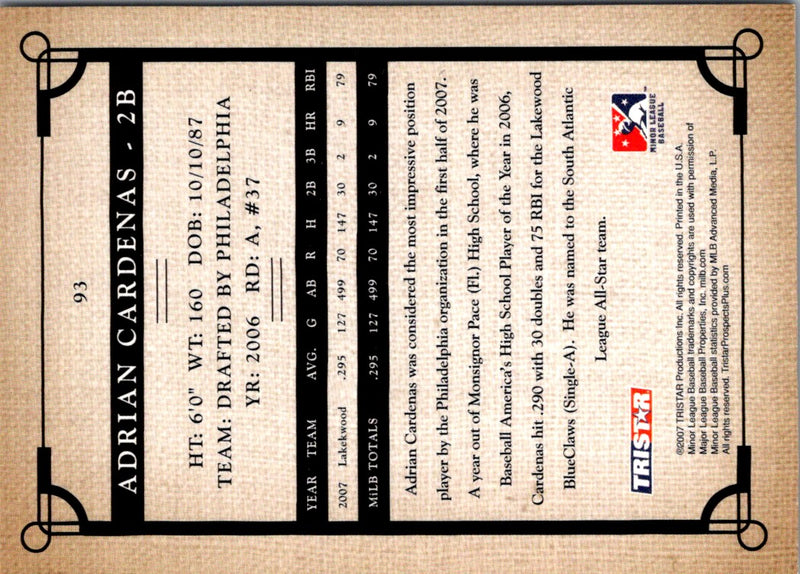 2007 Tristar Prospects Plus Adrian Cardenas