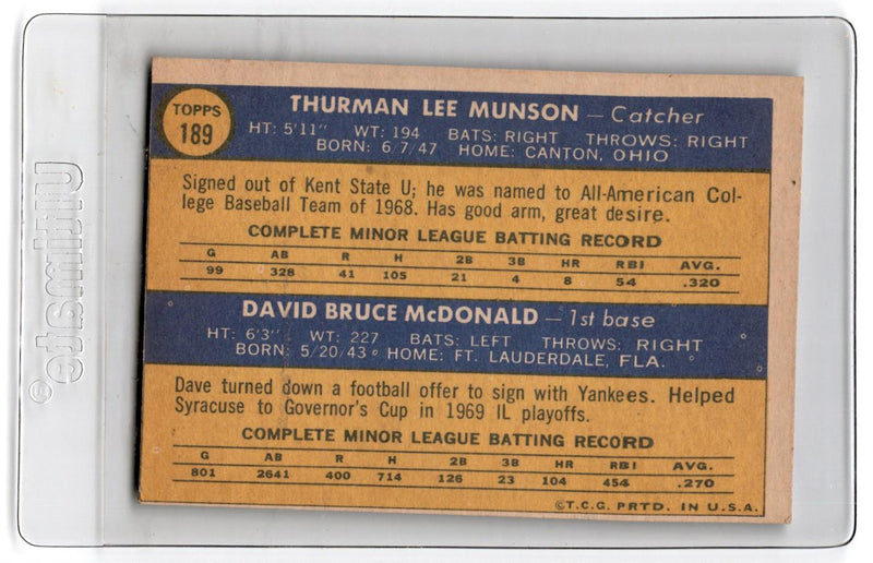 1970 Topps Munson Rookie