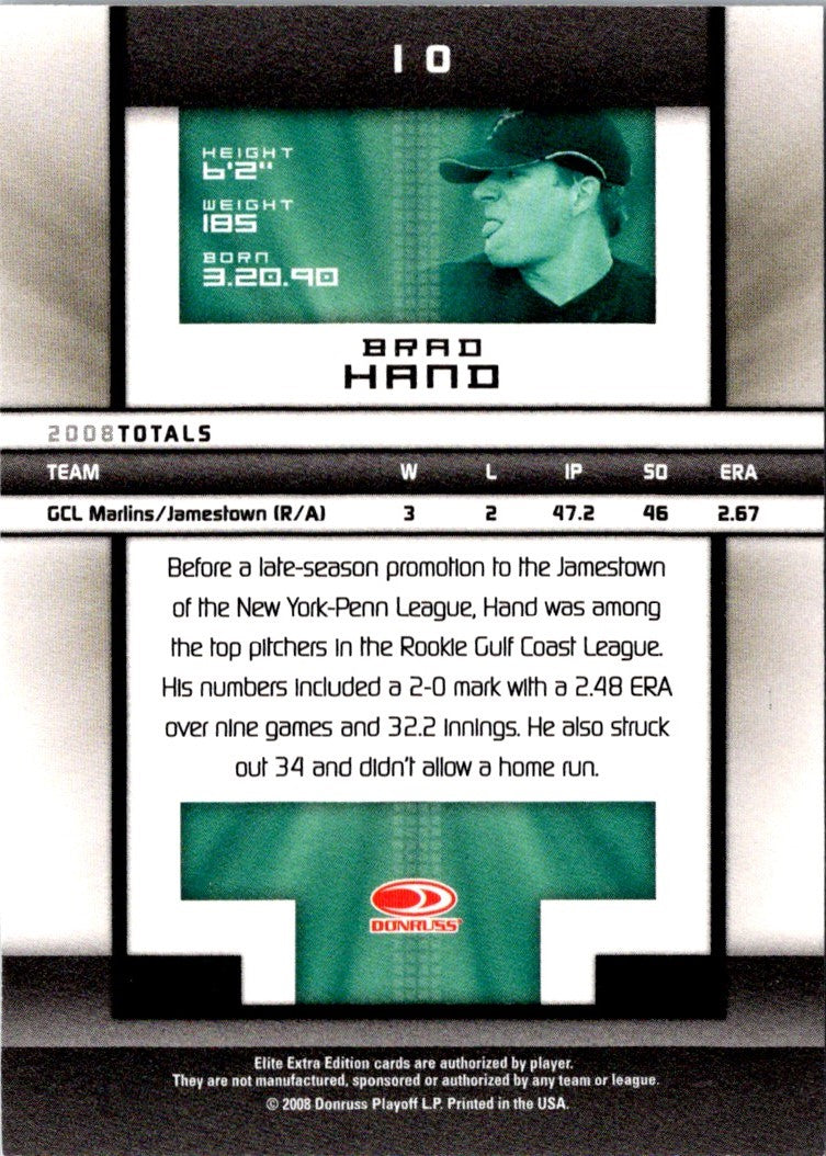 2008 Donruss Elite Extra Edition Brad Hand