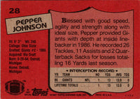 1987 Topps Pepper Johnson #28 Rookie NM+