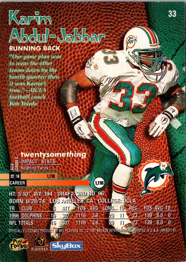 1997 SkyBox Impact Karim Abdul-Jabbar