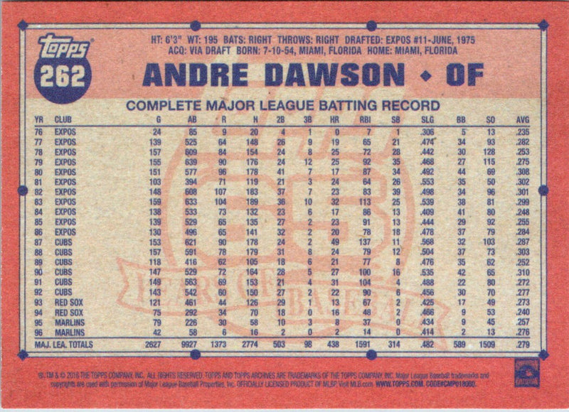 2016 Topps Archives Andre Dawson