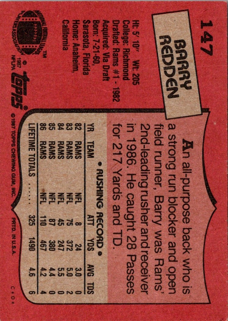 1987 Topps Barry Redden