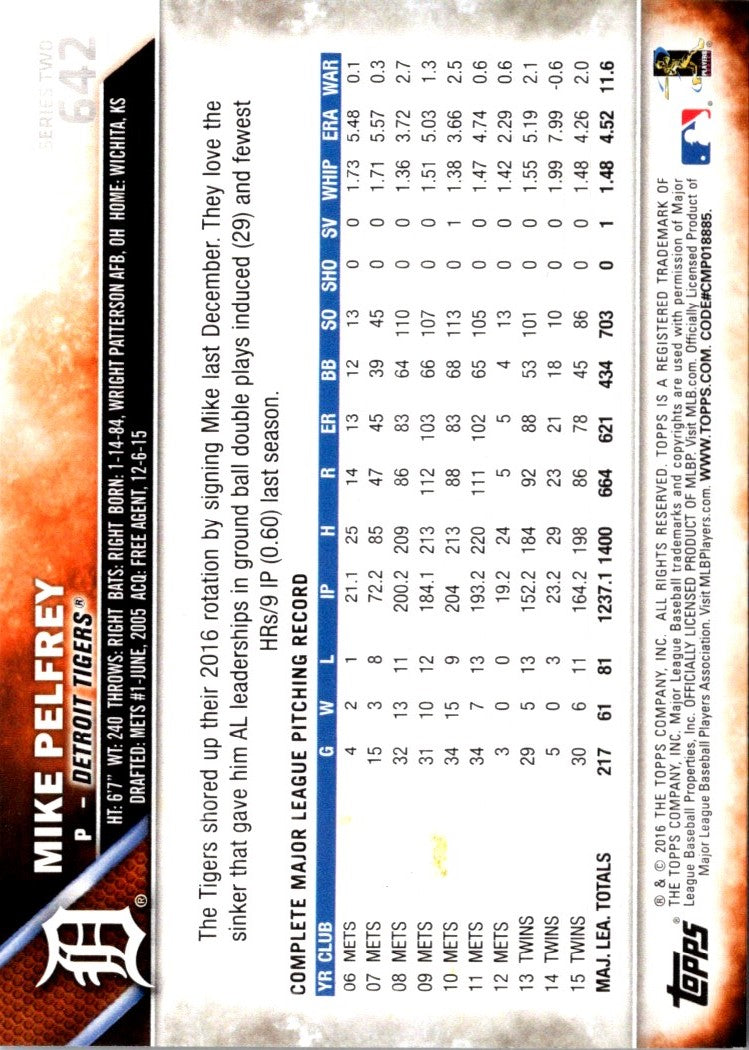 2016 Topps Mike Pelfrey