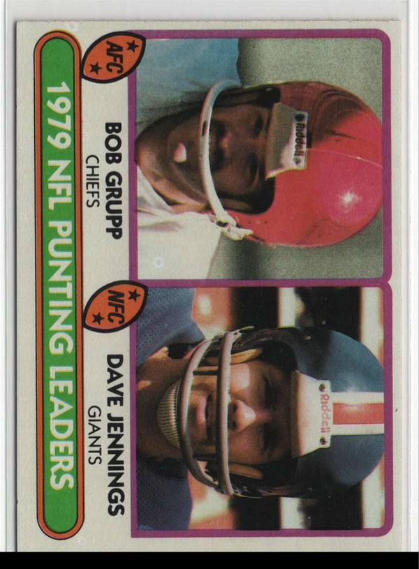 1980 Topps 1979 Punting Leaders - Bob Grupp/Dave Jennings #336