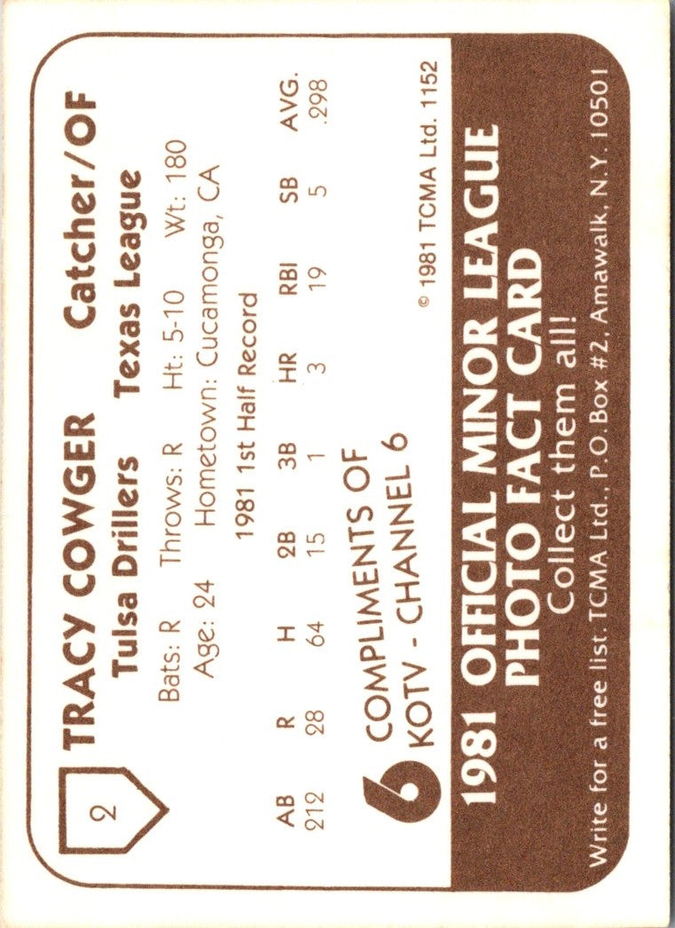 1981 TCMA Tulsa Drillers Tracy Cowger