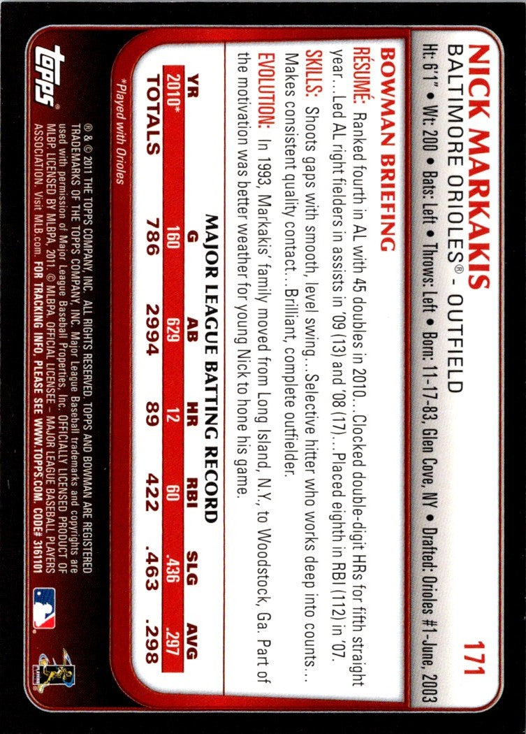 2011 Bowman Nick Markakis