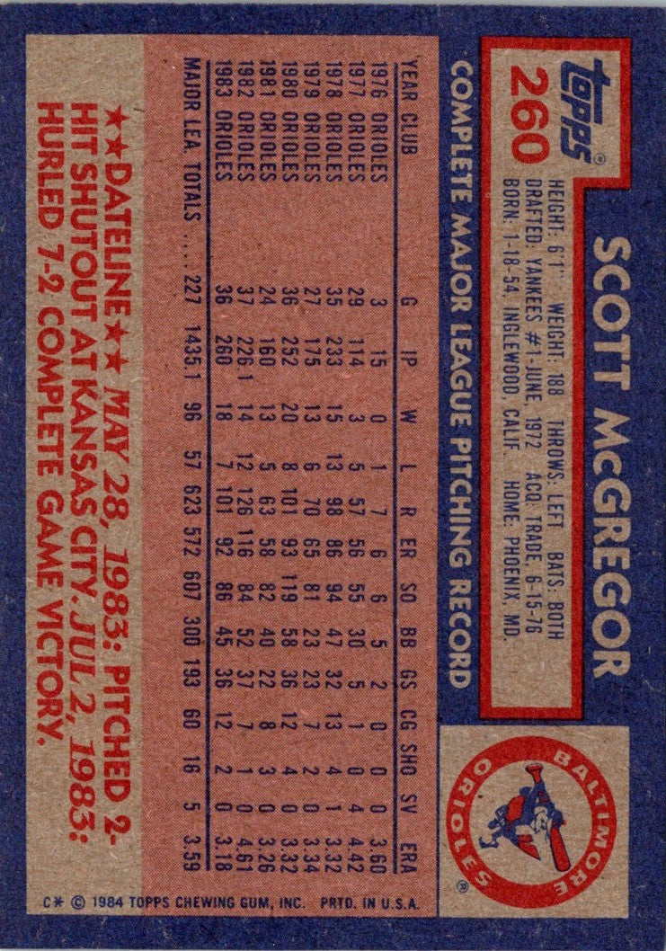 1984 Topps Scott McGregor