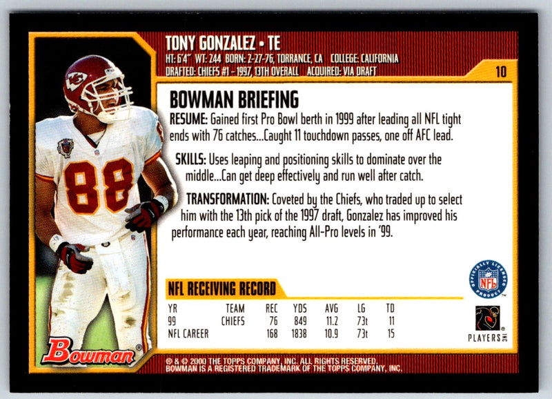 2000 Bowman Tony Gonzalez