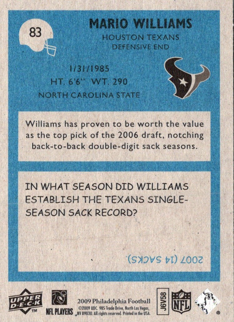 2009 Upper Deck Mario Williams