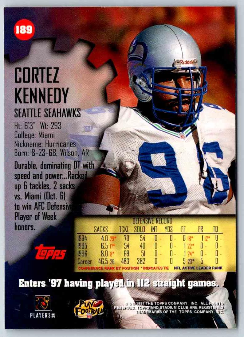 1997 Topps Stadium Club Football Cortez Kennedy