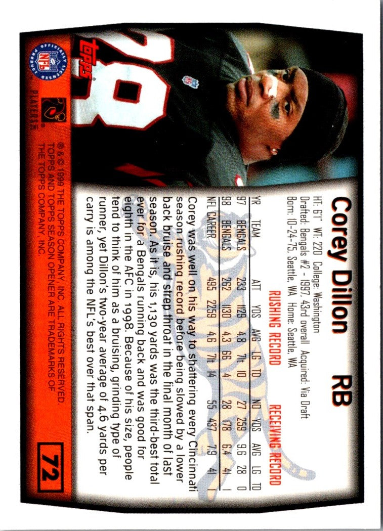 1999 Topps Season Opener Corey Dillon