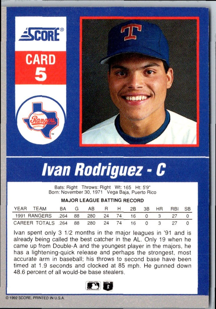 1992 Score Impact Players Ivan Rodriguez