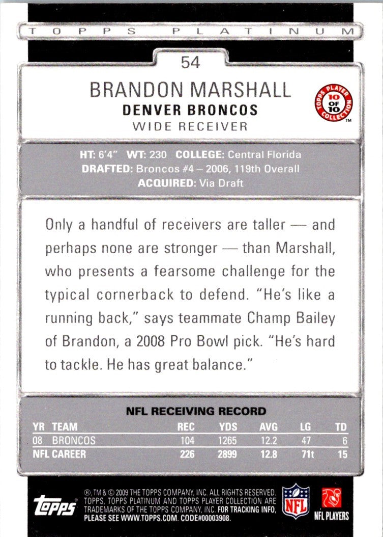 2009 Topps Platinum Brandon Marshall